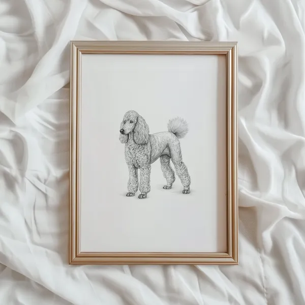 Poodle Dog Sketch Art Print, Dog Wall Decor