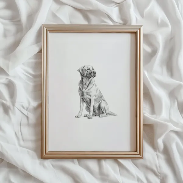 Labrador Retriever Dog Sketch Art Print, Pet Artwork