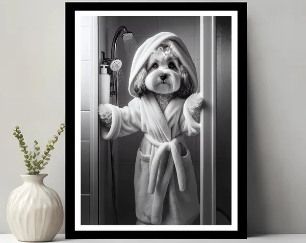 Cavapoo Bathroom Humor Art Print