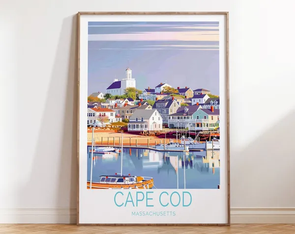 Cape Cod Travel Poster, Massachusetts Travel Art
