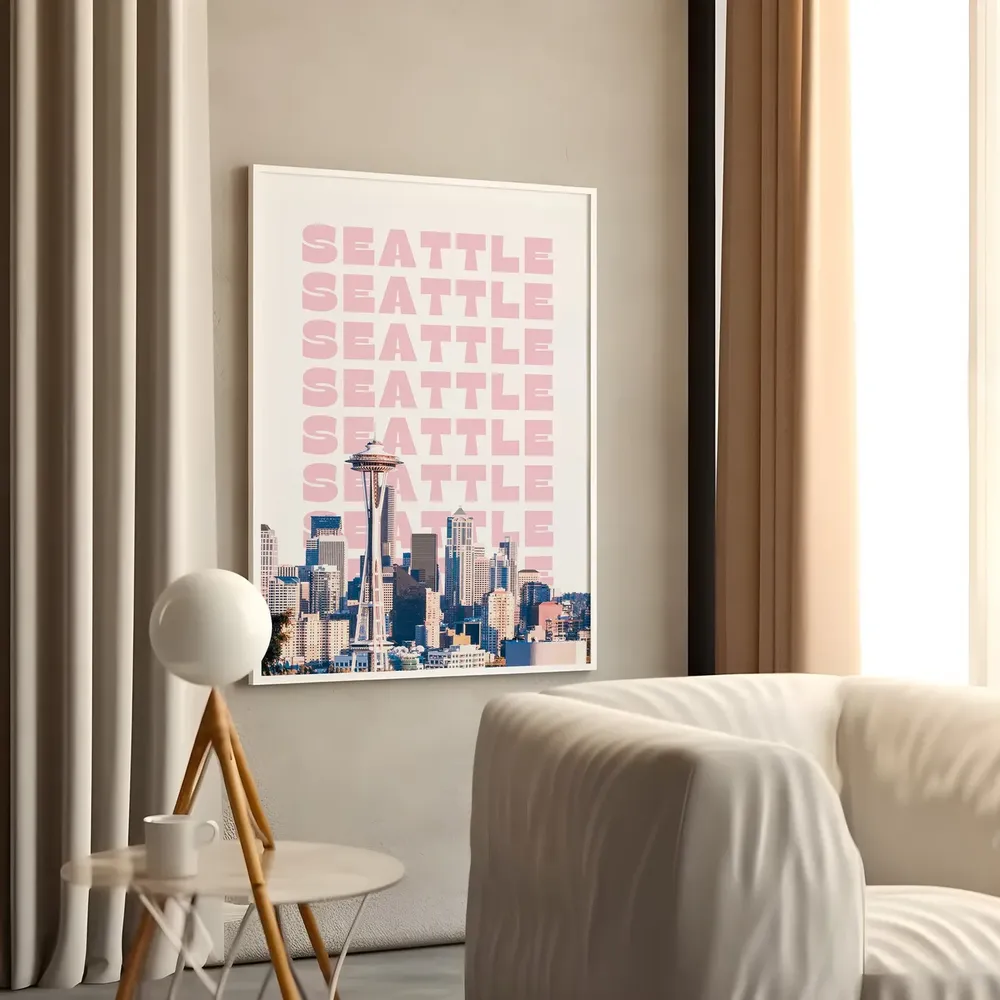 Seattle Space Needle Travel Poster, Indie Room Decor - Image 2