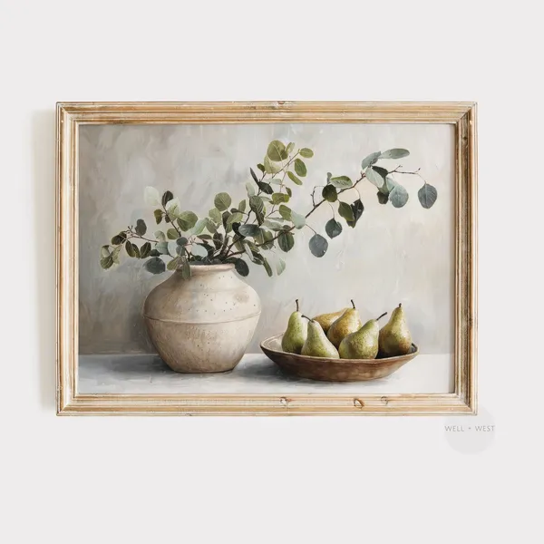 Spring Eucalyptus and Pears Vintage Still Life Art Print