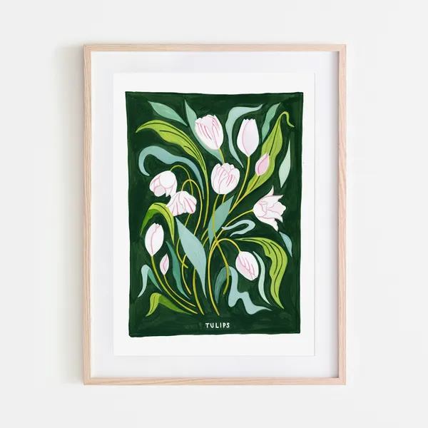Tulip Flower Market Botanical Print, Vintage Amsterdam