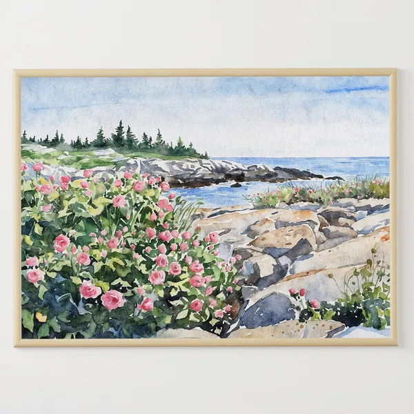 Blueberry Hill Watercolor Art Print, Schoodic Point