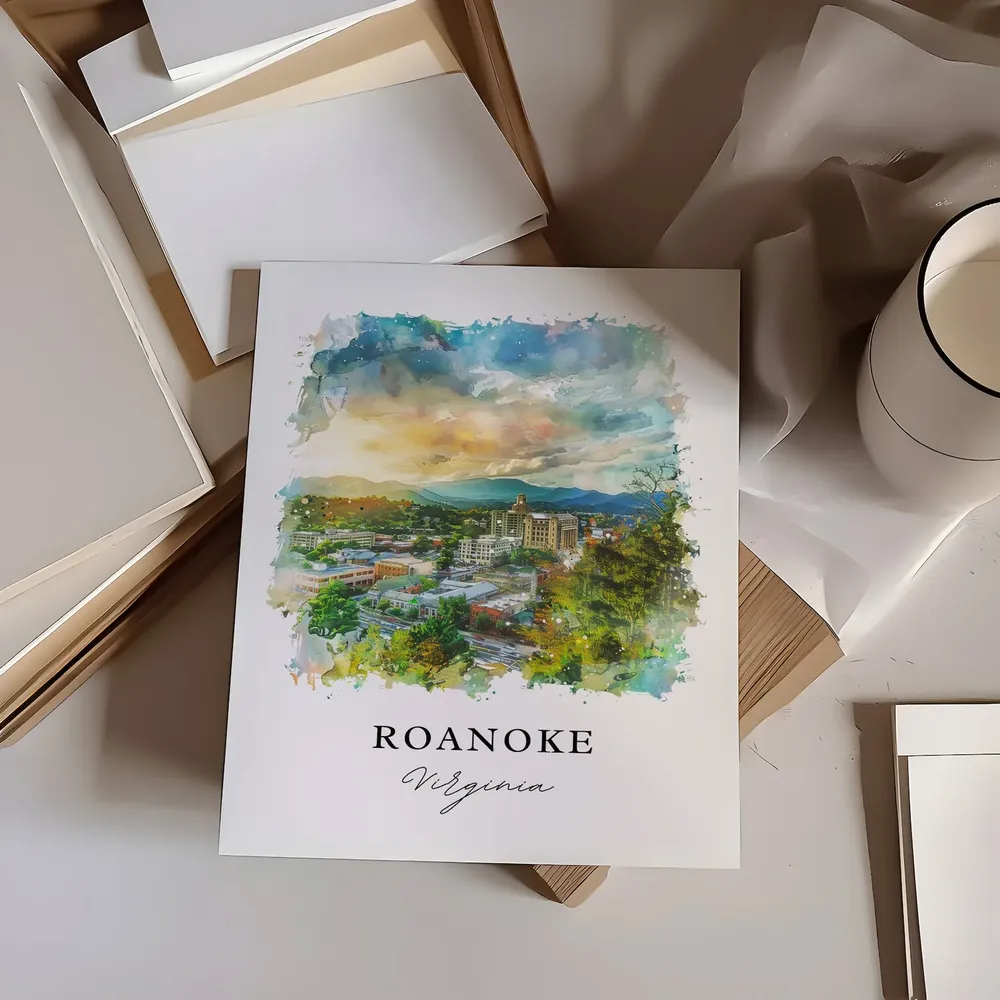 Roanoke VA Virginia Watercolor Travel Poster - Image 6