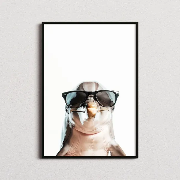 Dolphin in Sunglasses Funny Animal Art Print
