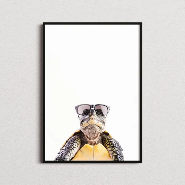Turtle in Sunglasses Funny Animal Art Print