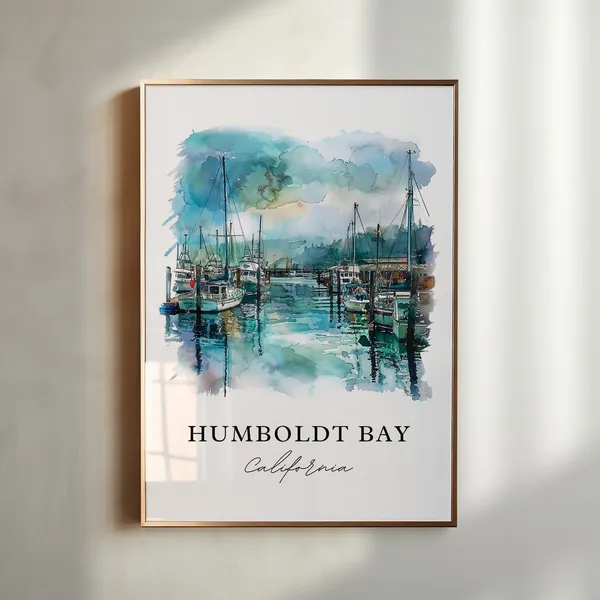 Humboldt Bay Watercolor Travel Poster