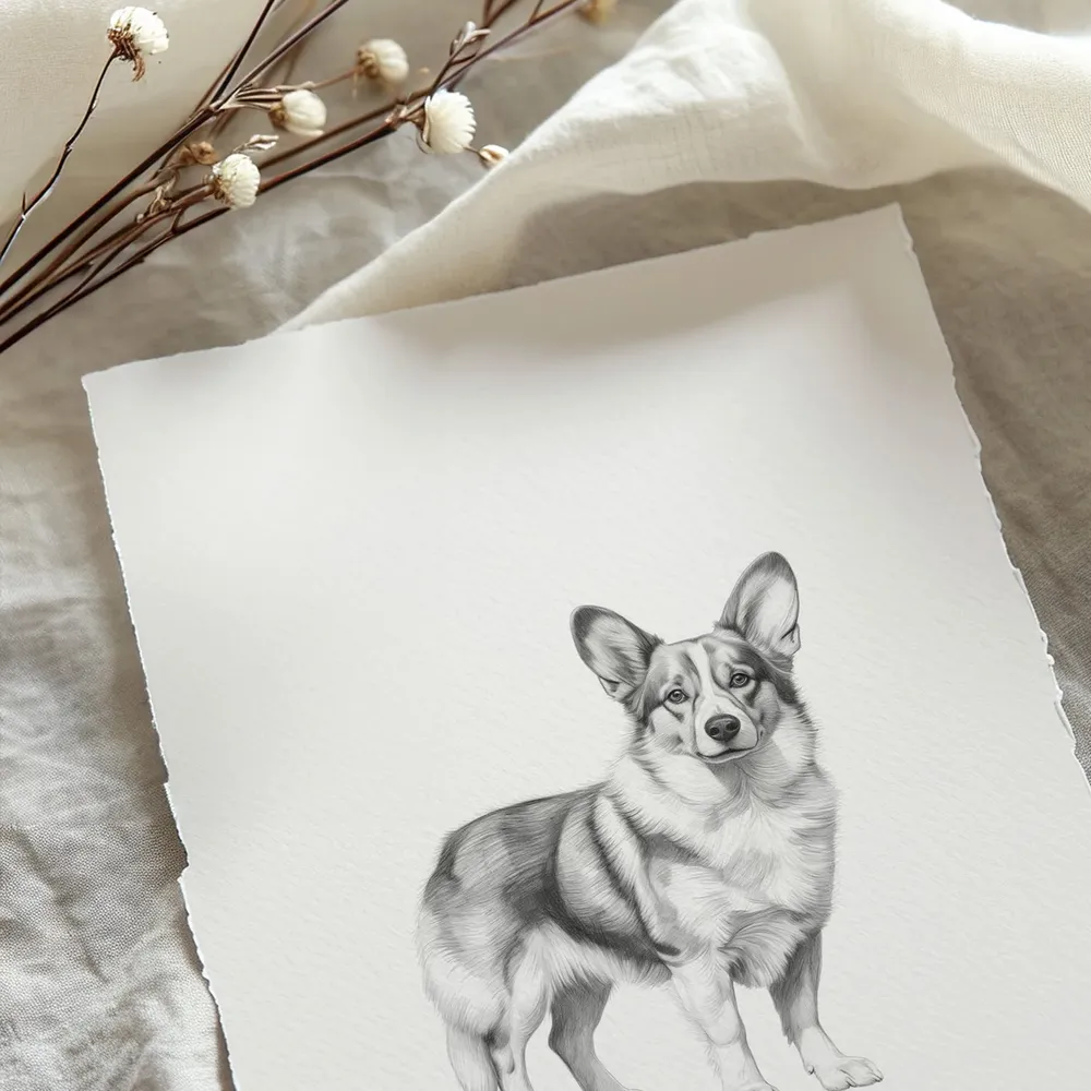 Corgi Print, Cute Dog Sketch Art Print - Image 4