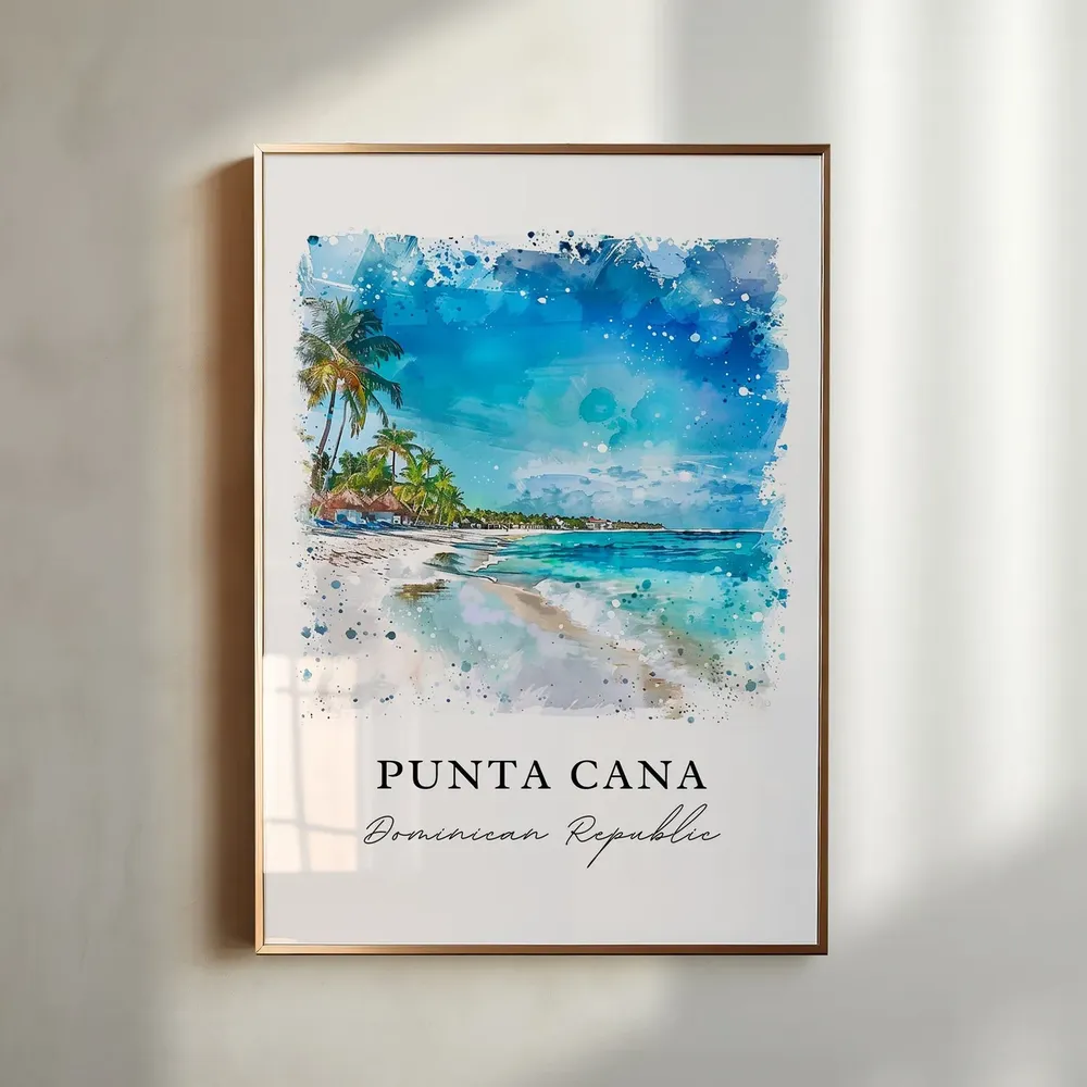 Punta Cana Watercolor Travel Poster, Housewarming Gift