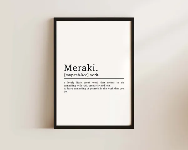 Meraki Definition Office Wall Art, Motivational Poster