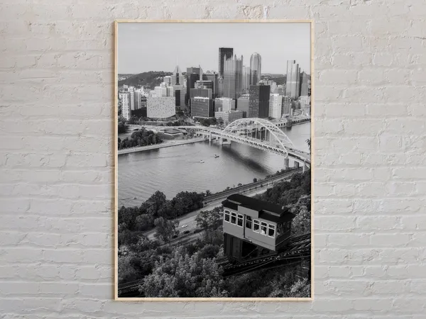 Black and White Pittsburgh Poster Print, Pennsylvania
