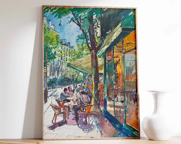 Vintage Cafe Poster, Retro Kitchen Wall Art