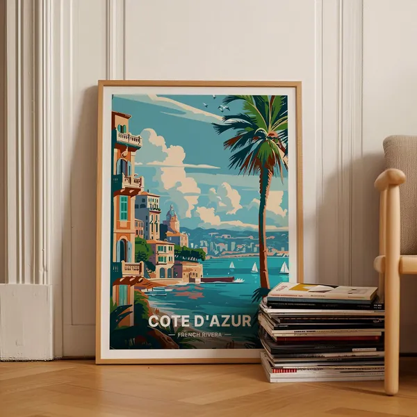 Cote Dazur Travel Poster, France Coastline Poster