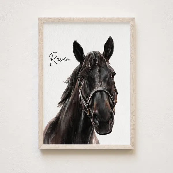 Custom Watercolor Horse Portrait Art Print