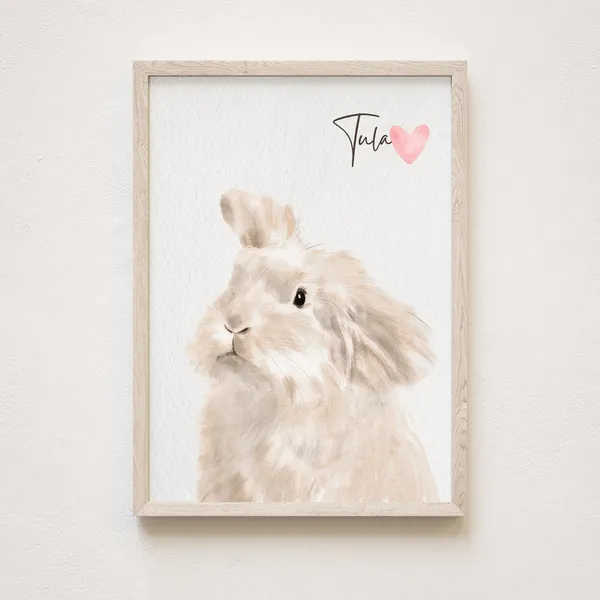 Custom Watercolor Bunny Portrait, Pet Memorial Print