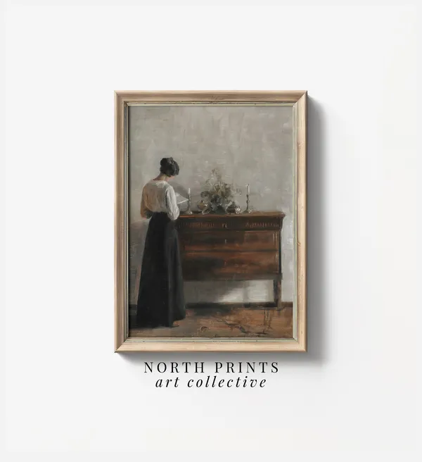 Portrait of Woman Reading Book, Vintage Wall Art