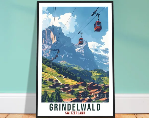 Grindelwald Swiss Travel Poster, Europe Wall Art
