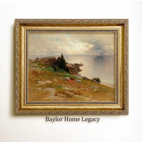 New England Seascape, Vintage Coastal Art Print