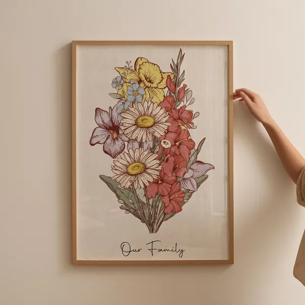 Personalized Grandma Birth Month Flower Garden Art Print