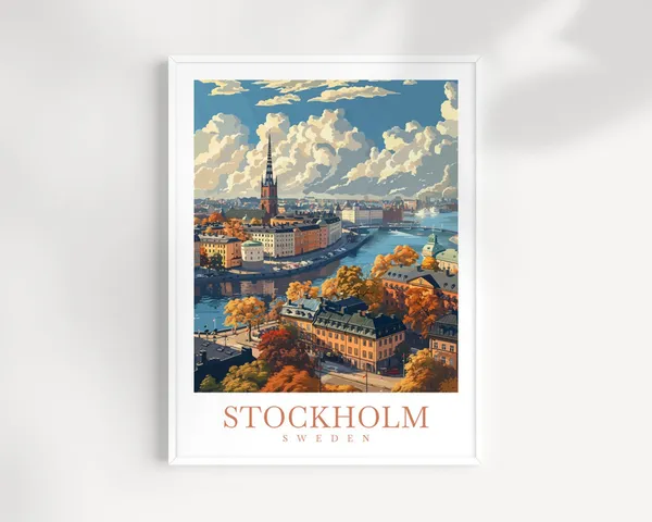 Stockholm Sweden Travel Poster, Home Decor Artwork