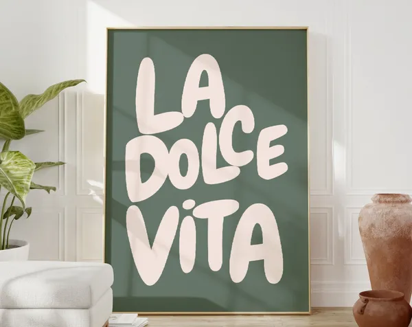 Dolce Vita Italian Phrase Art Print, Trendy Decor