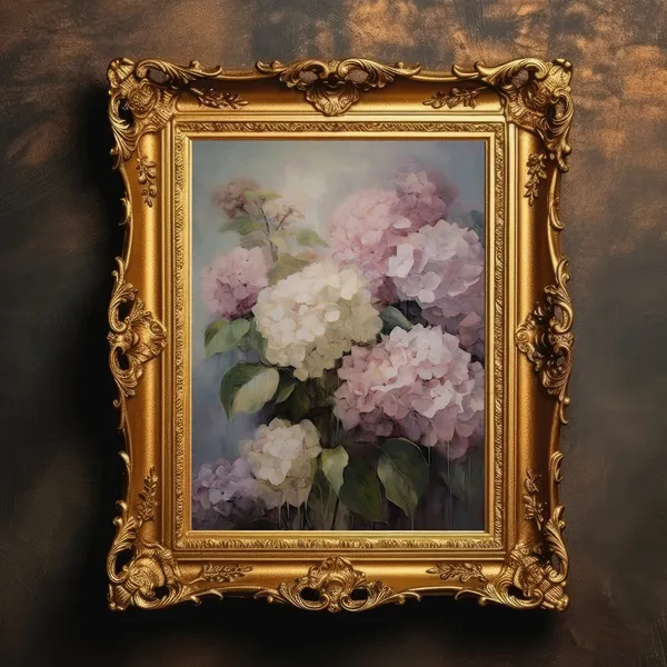 Hydrangea Vintage Floral Art Print, Moody Botanical Decor