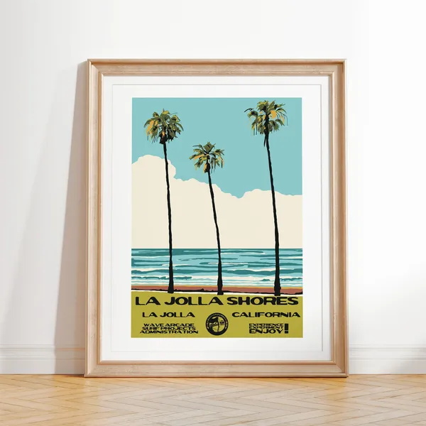 La Jolla Shores Vintage Surf Travel Poster