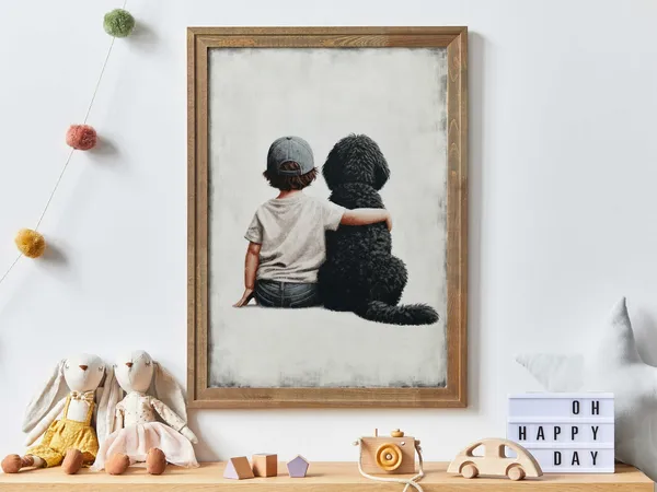 Black Goldendoodle Nursery Decor Art Print