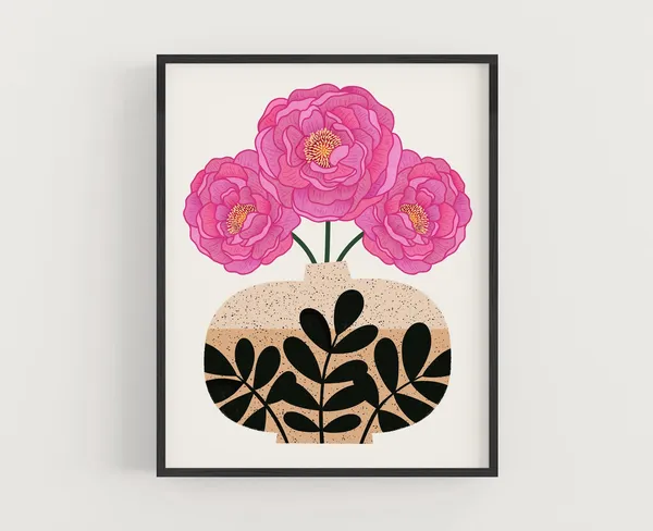 Flowers In Vase Series I, Botanical Art Print