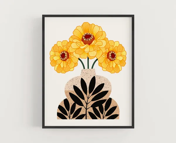 Flowers in Vase, Series III Botanical Art Print