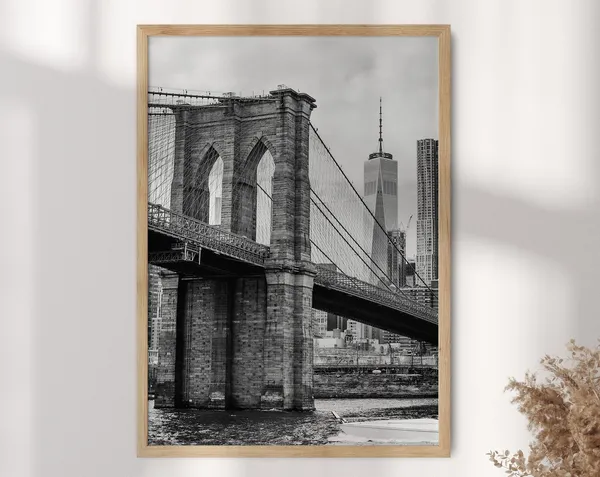 Brooklyn Bridge Black And White New York Travel Poster