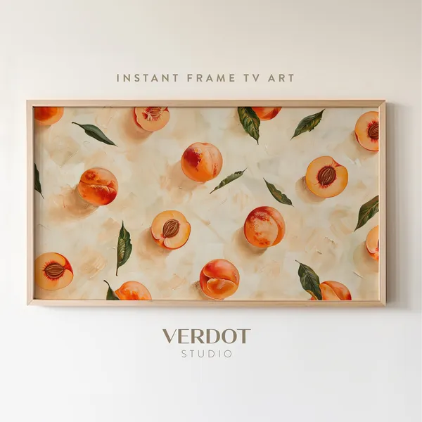 Peaches Summer Art Print, Colorful Fresh Fruit
