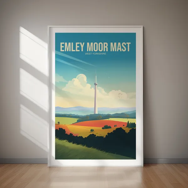 Emley Moor Mast Yorkshire Travel Poster, Art Print