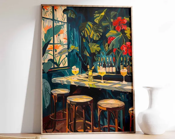 Retro Cocktail Bar Vintage Cocktail Poster, Kitchen Decor
