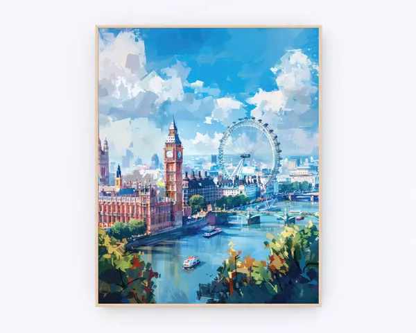 London Painting, England Landscape Travel Poster
