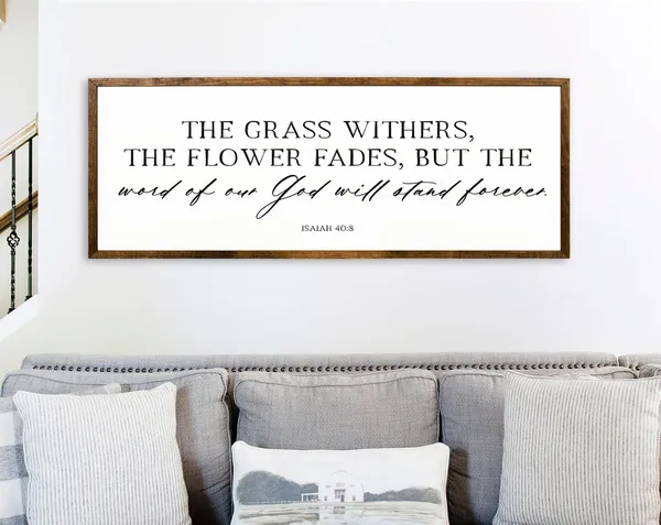 God Will Stand Forever Isaiah 40:8 Farmhouse Scripture Poster
