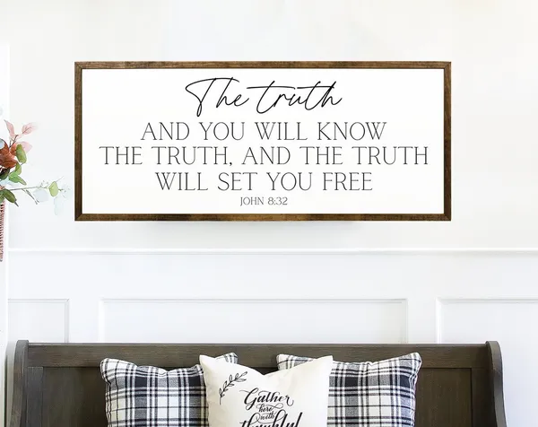 The Truth John 8:32 Scripture Sign, Christian Decor