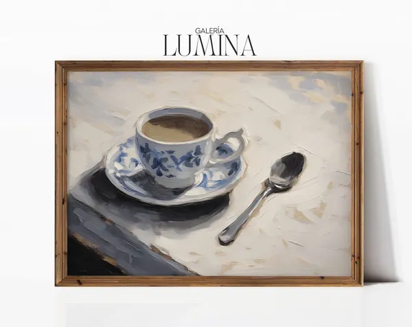Coffee Cup Oil Painting, Kitchen Dining Room Art Print