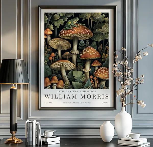 William Morris Mushroom and Frog Exhibition Poster