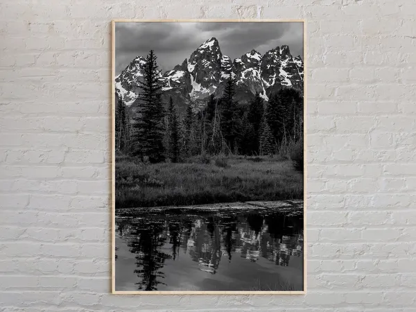 Black And White Grand Teton Travel Poster, Wyoming