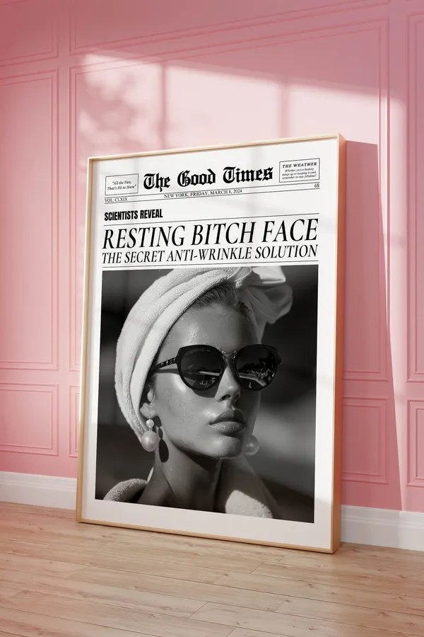 Trendy Newspaper Quote Art Print, Y2K Retro Decor