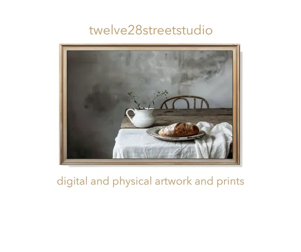 Still Life With Bread and Water, Farmhouse Art Print