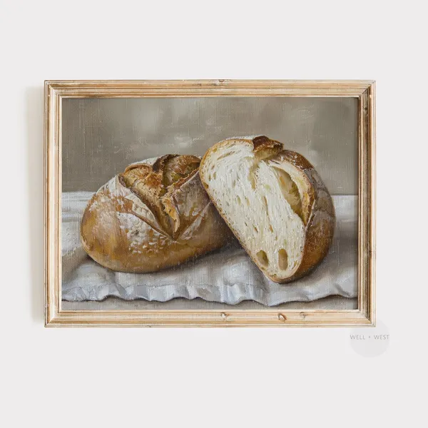 Country Kitchen Sourdough Bread Vintage Still Life Art Print