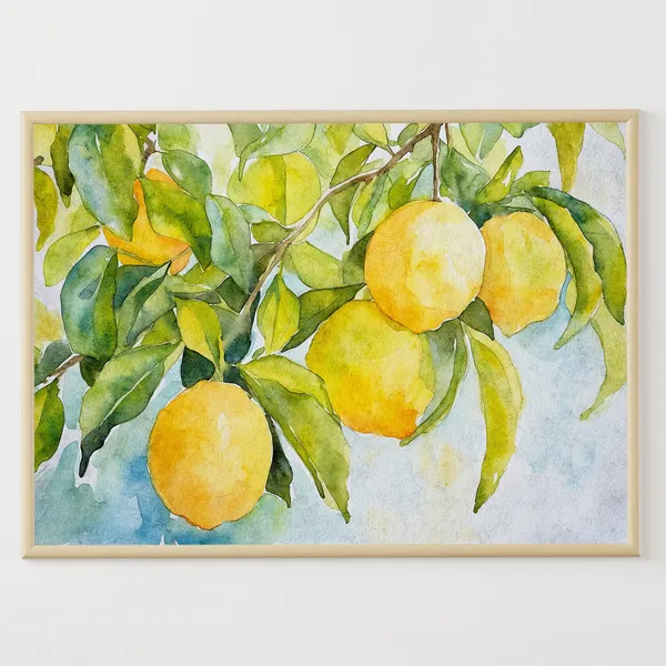 Lemon Tree Watercolor Art Print, Kitchen Botanical