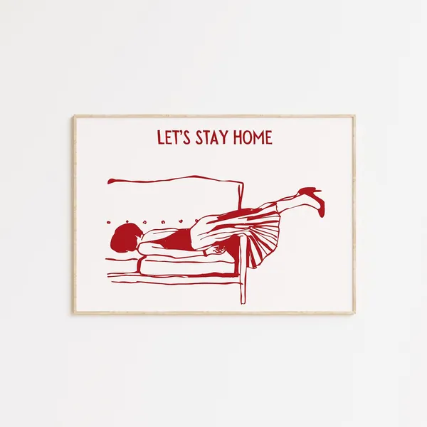 Homebody Club Funny Introvert Art Print, Retro Decor