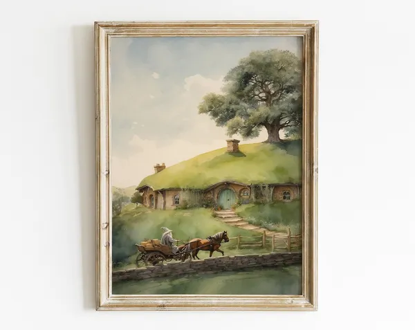 Wizard in the Shire Landscape Art Print, LOTR Inspired