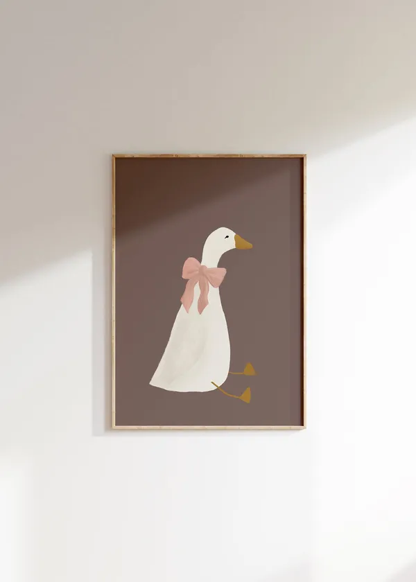 Silly Goose Cute Goose Poster, Muted Pink Nursery Decor