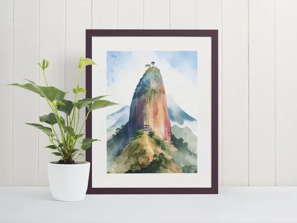 Rock Of Guatape Watercolor Art Print, Colombia Travel