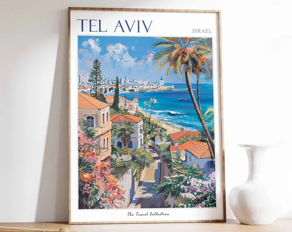 Tel Aviv Travel Poster, Israeli Decor Art Print